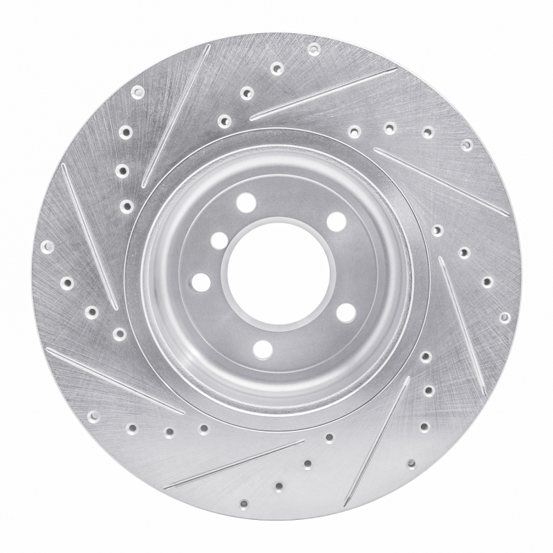 BMW Z4 Brake Rotor (1) - Front Right - R1 Concepts - Drilled & Slotted - Silver - `11-`16